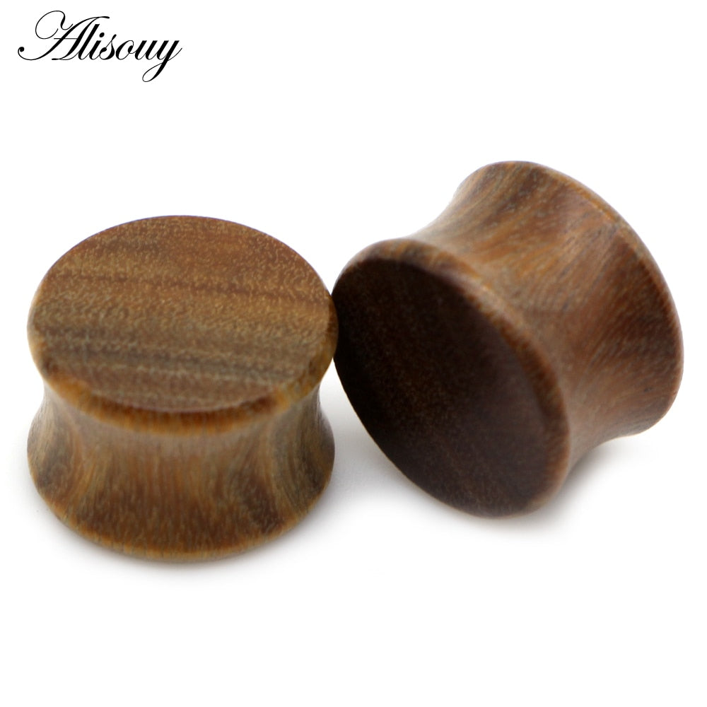 Alisouy 2pcs Wood Ear Plug Tunnel Earring Guages Stretcher Expander Dermal Piercing Oreja Mujer Stretcher Unisex Body Jewelry