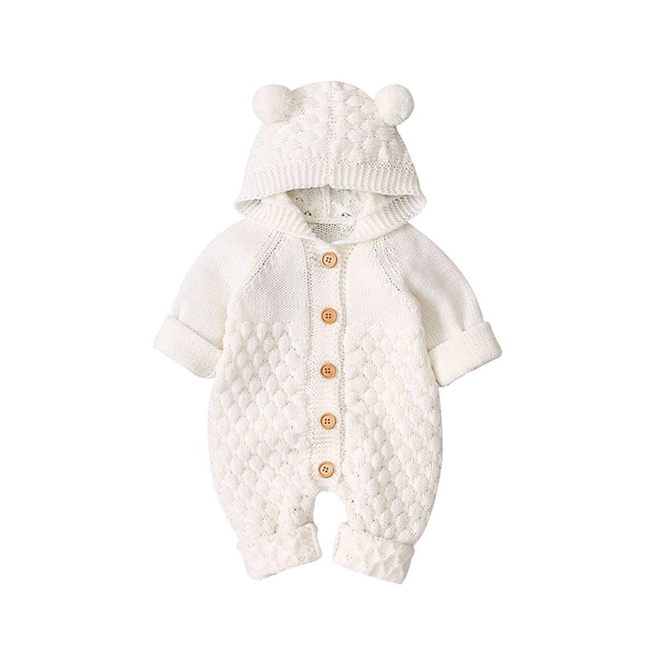 Baby Rompers Knitted Cartoon Bear Newborn Boy Jumpsuits Autum Long Sleeve Toddler Girl Sweaters Clothes Children Overalls Winter