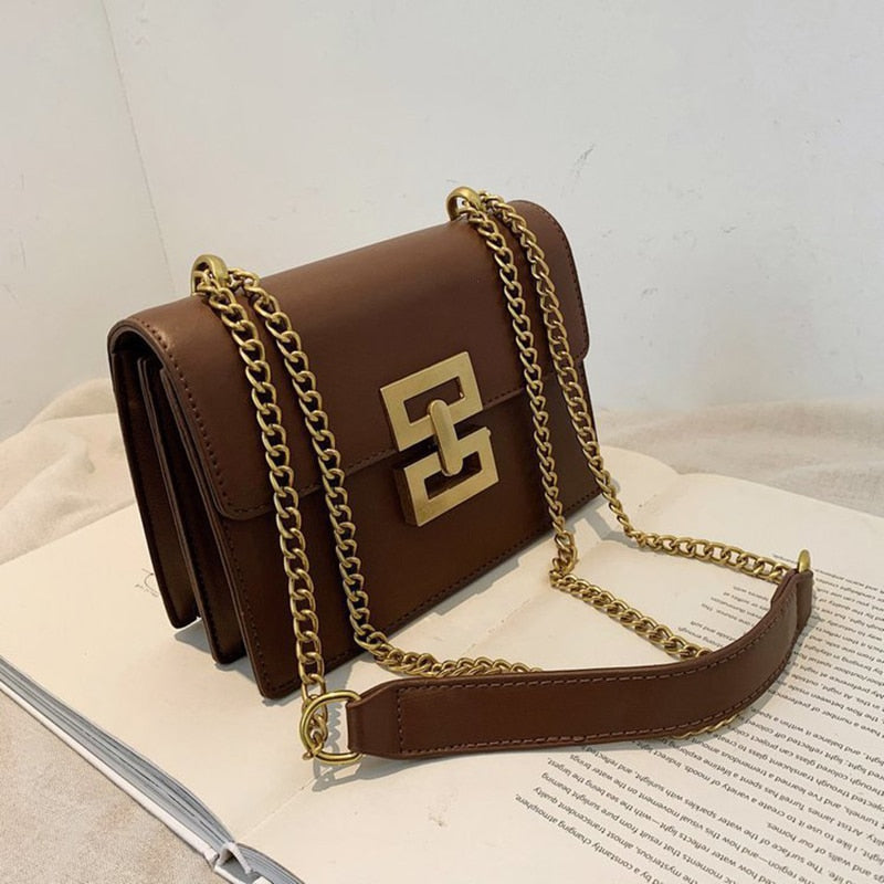 New Casual Chain Messenger Bag Ladies Fashion Simple Shoulder Bag Ladies Designer Handbags PU Leather Messenger Bag Coin Purse