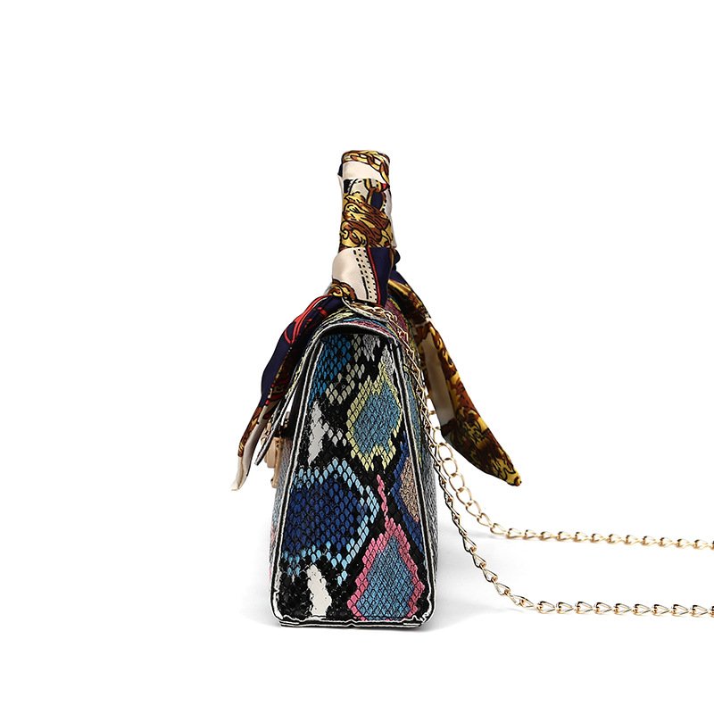Retro Snake Skin Prints Crossbody Bag & New Fashion Serpentine Scarf chain Shoulder Bag Top-Handle Mini Square Bag