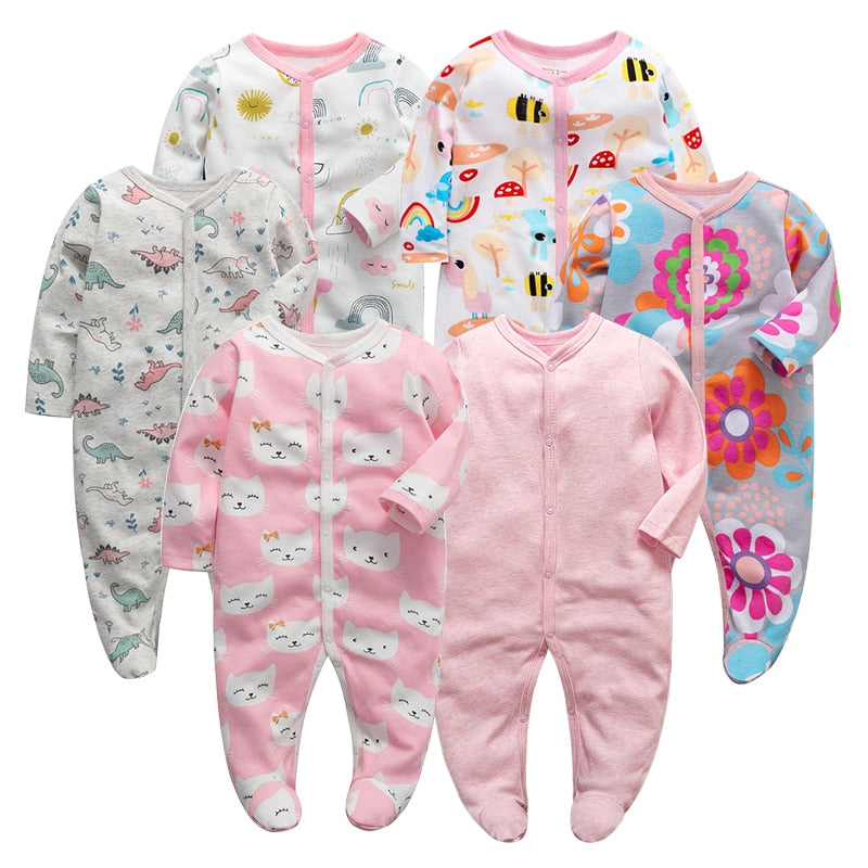 6Pcs/Lot Baby Rompers Long Sleeve 100%Cotton overalls Newborn clothes Roupas de bebe boys girls jumpsuit&amp;clothing