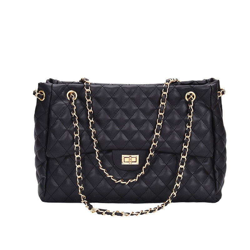 Shoulder Bags Handle Bag For Women Chain PU Leather Handbags Chic Lingge Chain Female Bag