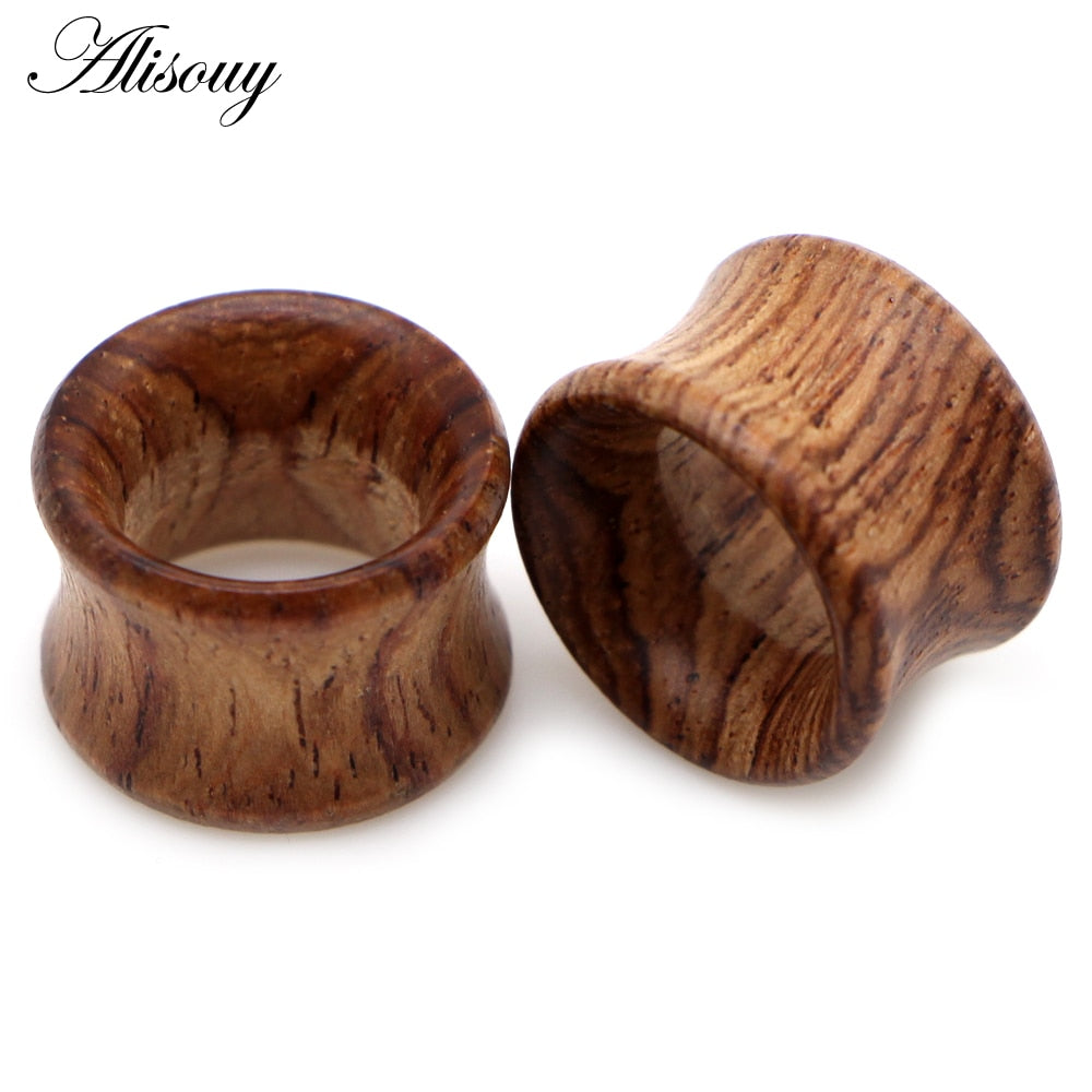 Alisouy 2pcs Wood Ear Plug Tunnel Earring Guages Stretcher Expander Dermal Piercing Oreja Mujer Stretcher Unisex Body Jewelry