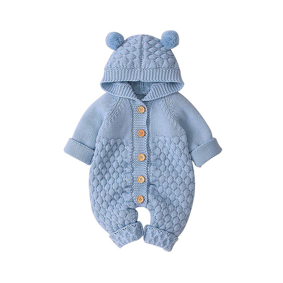 Baby Rompers Knitted Cartoon Bear Newborn Boy Jumpsuits Autum Long Sleeve Toddler Girl Sweaters Clothes Children Overalls Winter