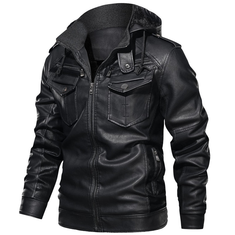 Mountainskin Men&#39;s Leather Jackets Winter Fleece Thick Mens Hooded Motorcycle PU Coats Male Fashion Outwear Brand Clothing SA794