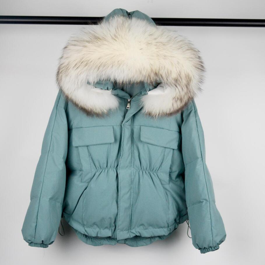 Huge Natural Raccoon Fox Fur Hooded 2021 Winter Down Coat Women Waterproof White Duck Down Jacket Puffer Female Feather Parkas