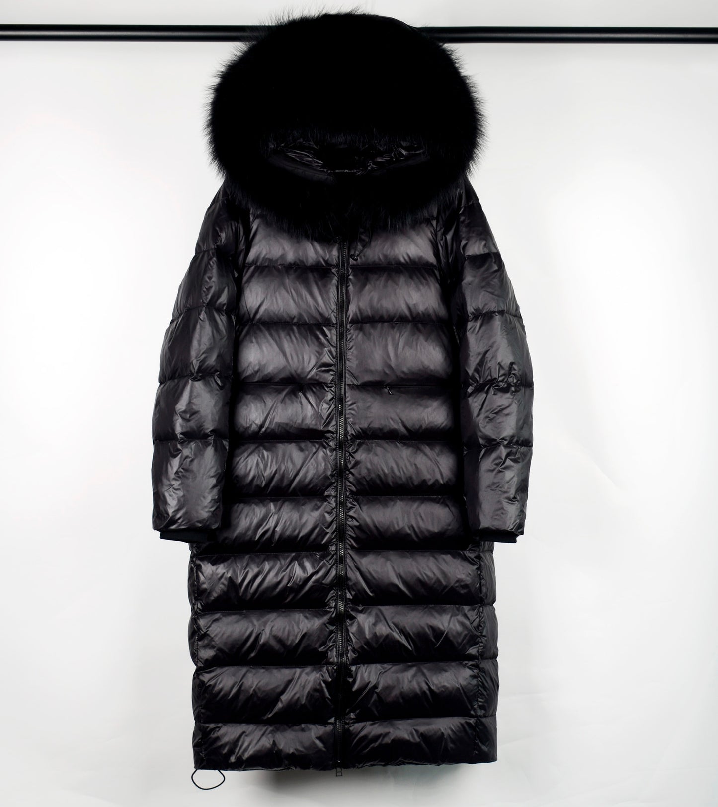 Lagabogy Long Puffer Jacket Women 2021 Large Real Raccoon Fur Hooded 90% Duck Down Coat Waterpoof Female Shiny Parkas Oversize