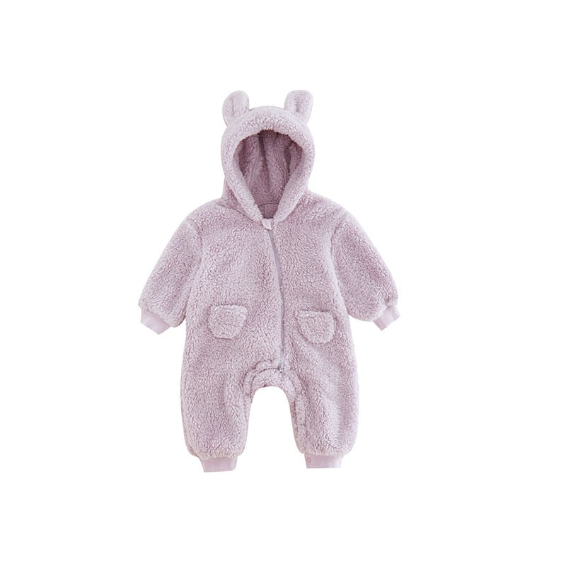 0-2Y Newborn Baby Rompers Autumn Winter Warm Fleece Baby Boys Costume Baby Girls Clothing Animal Overall Baby Outwear Jumpsuits