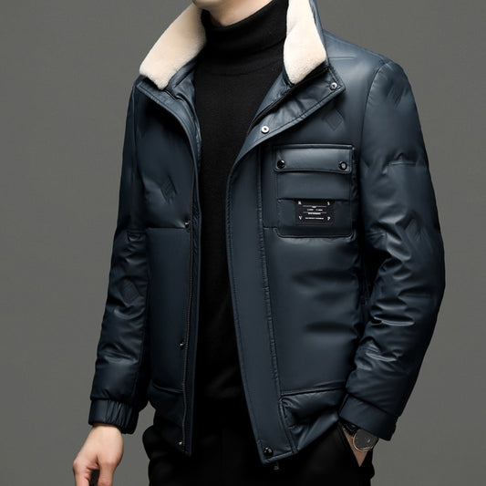 Tops Winter 2022 90% White Duck Down Jacket Men's Casual Zipper Fur Collar Puffer Coats Outwear Solid Thicken Warm Parka Clothes