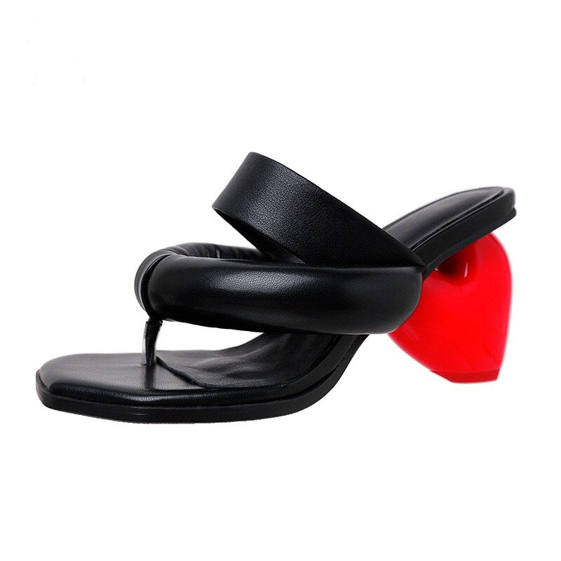 Sweet New Summer Micofiber Leather Sandals Fashion Black White Pink High Heels