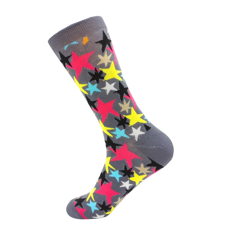 Colorful Cartoon Fashion Soft  Novelty Cotton Mens Socks  Fish Cookie Star Football Happy Kawaii Funny Women Socks Size38-46