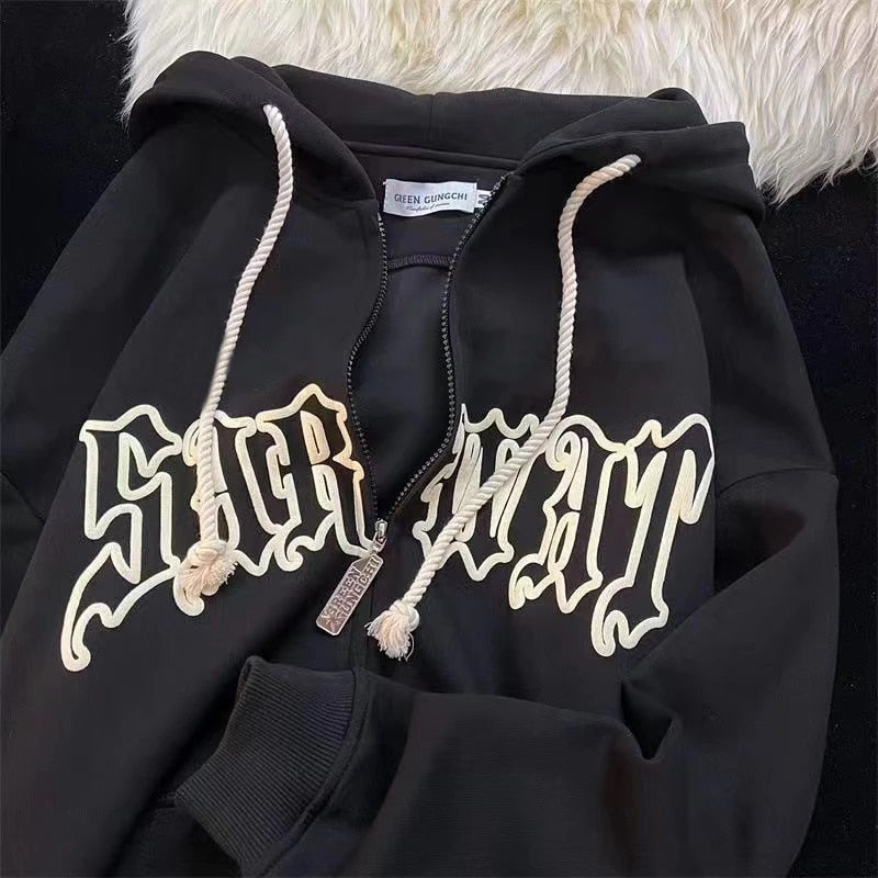 Y2K Women Letter Print Hoodies