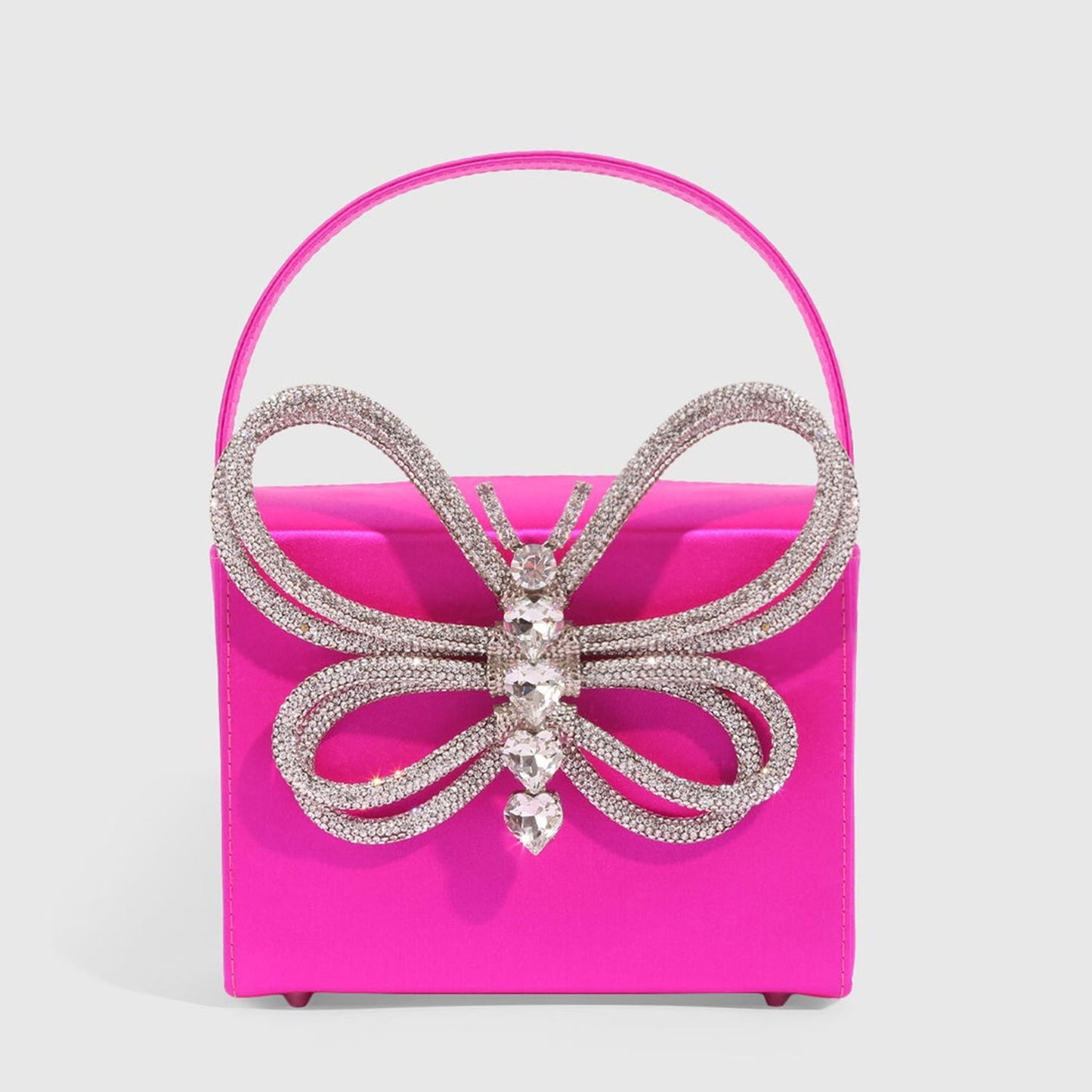 Rhinestones Butterfly Bow Evening Bag Women Designer Vintage Party Small Flap Box Purse Totes Handbag Hot Pink Black Blue