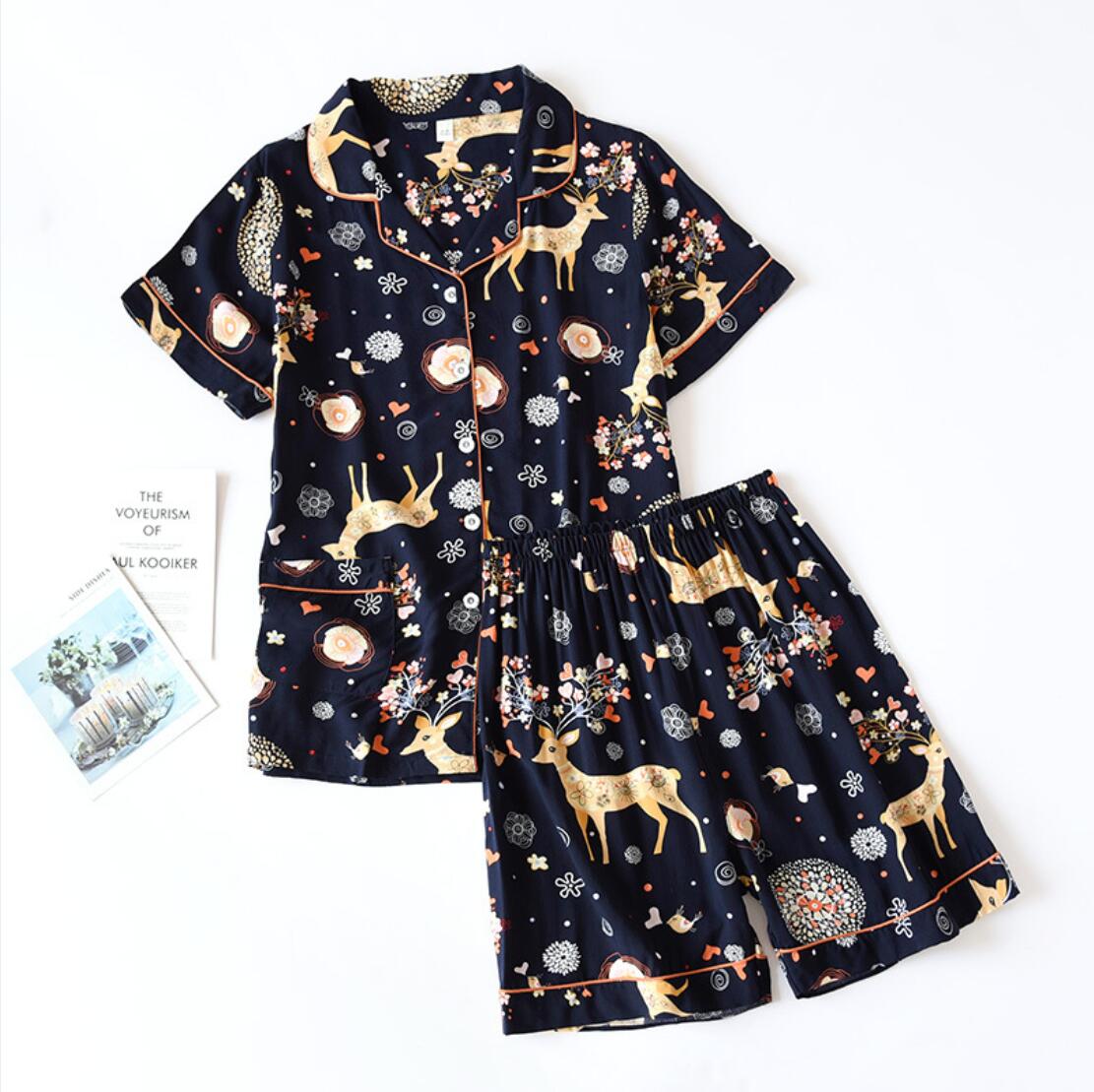 Pajamas Set Short-sleeved Shorts Home Pijima Loose Two-piece Suit for Home Sleepwear Printed Plus Size Female Pijima