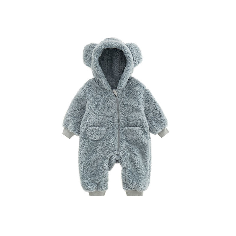 0-2Y Newborn Baby Rompers Autumn Winter Warm Fleece Baby Boys Costume Baby Girls Clothing Animal Overall Baby Outwear Jumpsuits