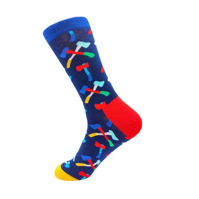 Colorful Cartoon Fashion Soft  Novelty Cotton Mens Socks  Fish Cookie Star Football Happy Kawaii Funny Women Socks Size38-46