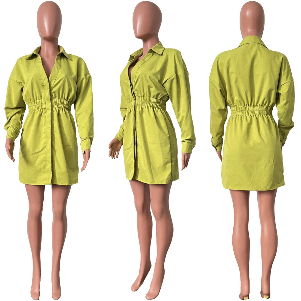 New V Neck Single-breasted Solid Dropped Shoulder Sleeves High Wais