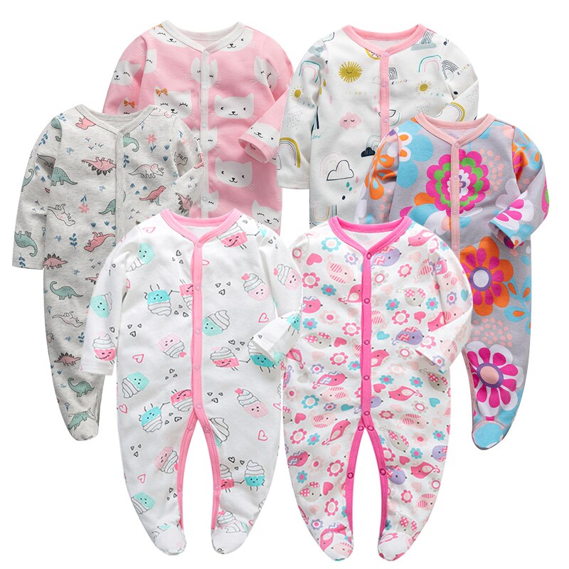 6Pcs/Lot Baby Rompers Long Sleeve 100%Cotton overalls Newborn clothes Roupas de bebe boys girls jumpsuit&amp;clothing