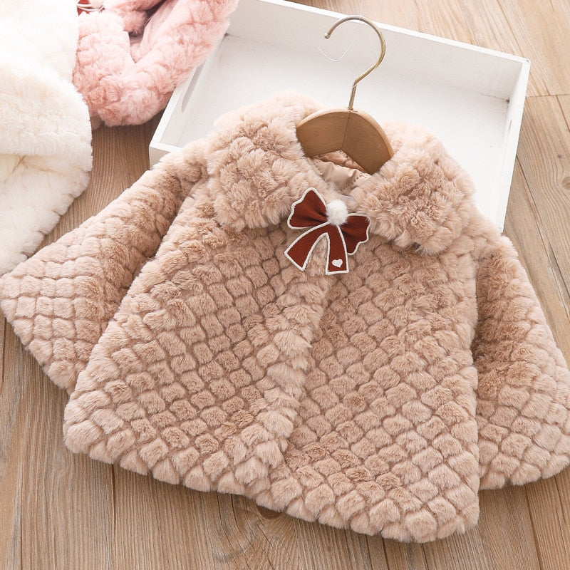 Winter Baby Jackets For Girls Clothes Baby Clothing Bow Kids Thick Coats Cape Toddler Warm Jacket Infant Boys Outerwear