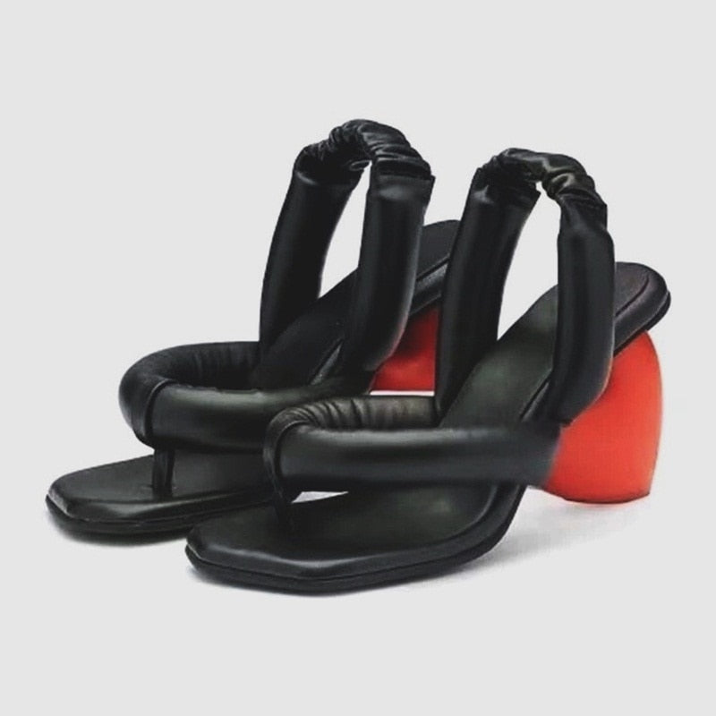 Sweet New Summer Micofiber Leather Sandals Fashion Black White Pink High Heels