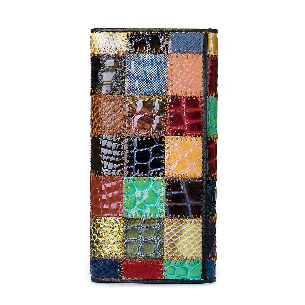 Long Leather Day Tie  Style Multi-functional Zippered Hand Holding Purse