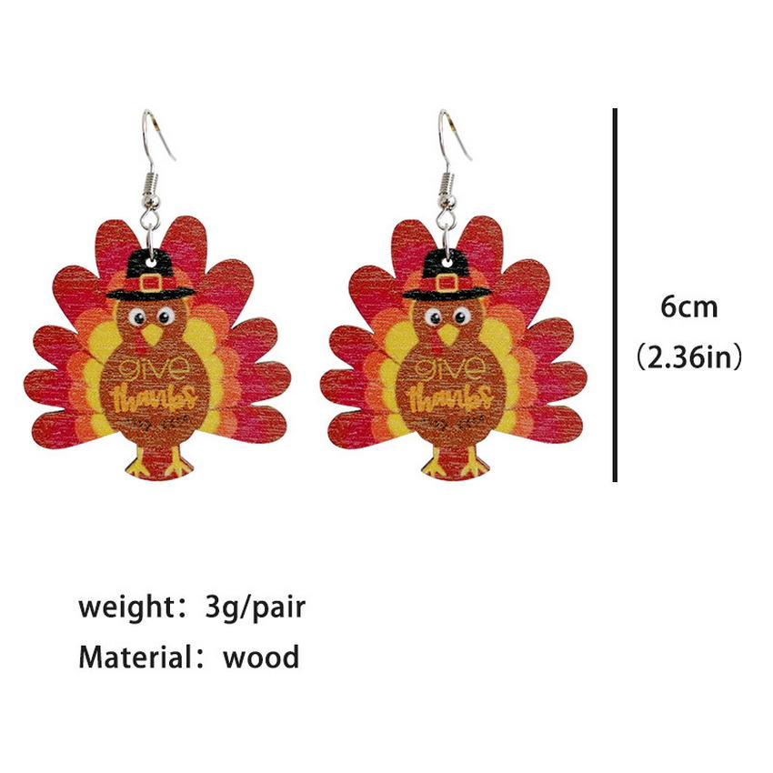 Laser Cut Wooden Turkey Earrings for Women 2022 New Fall Glowforge Thanksgiving Earrings Holiday Jewelry Whoelsale