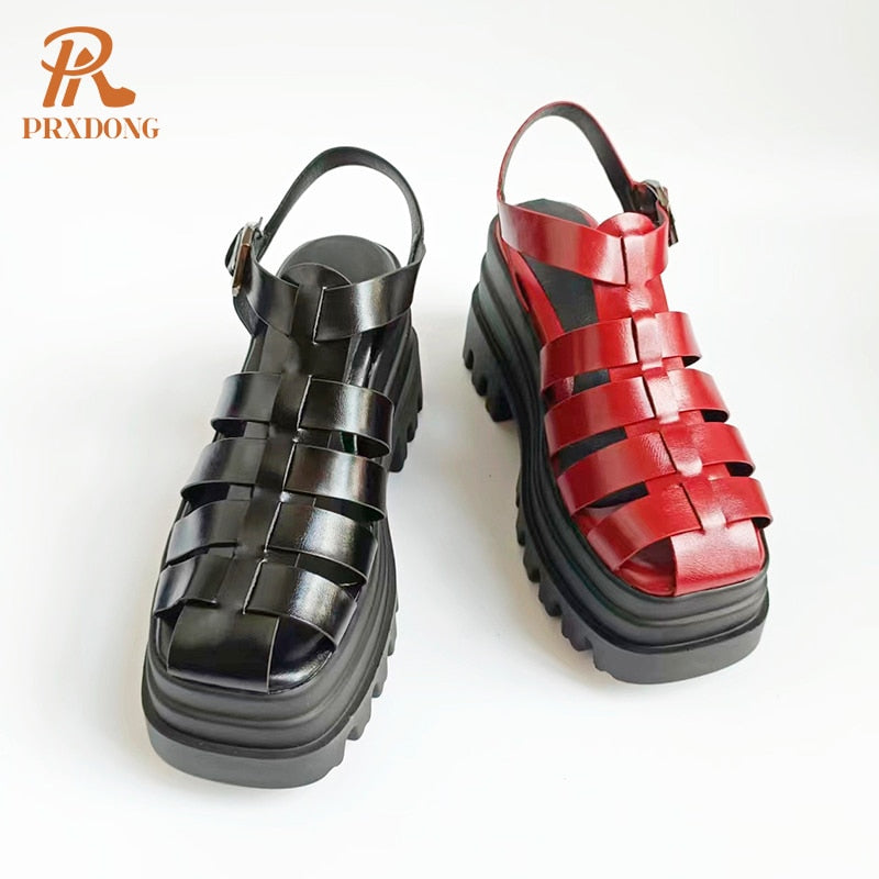 Fashion Chunky High Heels Platform Women & Sandal  T-Strap Rome Gladiator Shoes 41