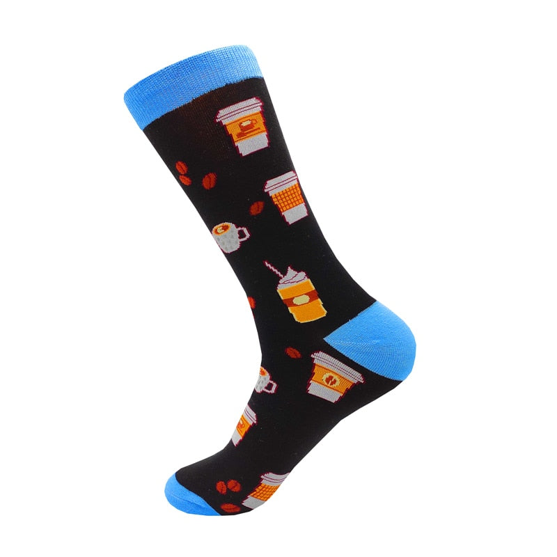 Colorful Cartoon Fashion Soft  Novelty Cotton Mens Socks  Fish Cookie Star Football Happy Kawaii Funny Women Socks Size38-46