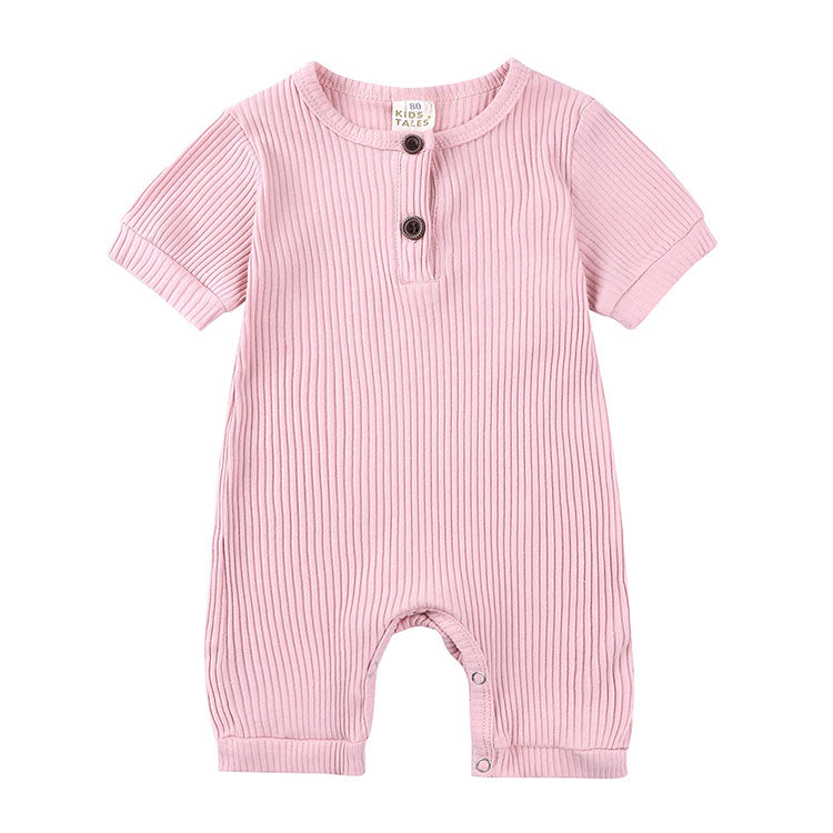 Summer Newborn Baby Romper Soild Color Baby Clothes Girl Rompers Cotton Short Sleeve O-neck Infant Boys Romper 0-24 Months