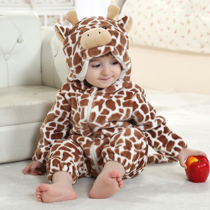Baby Leopard Kigurumi Pajamas Newborn Infant Romper Onesies Animal Anime Costume Outfit Hooded Cute Winter Clothing For Girl Boy