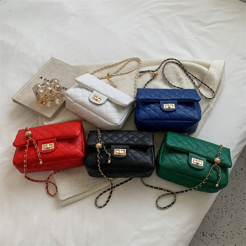 Luxury Designer Small PU Leather Flap Crossbody Bags Female Handbags Female Chain Shoulder Bags