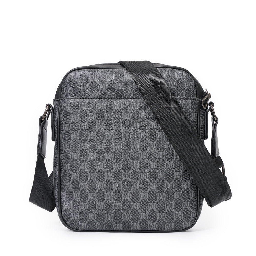 Luxury Designer Letter Plaid PU Leather Shoulder Crossbody Bag for Men Fashion Business Messenger Bag Handbag Bolso Hombre