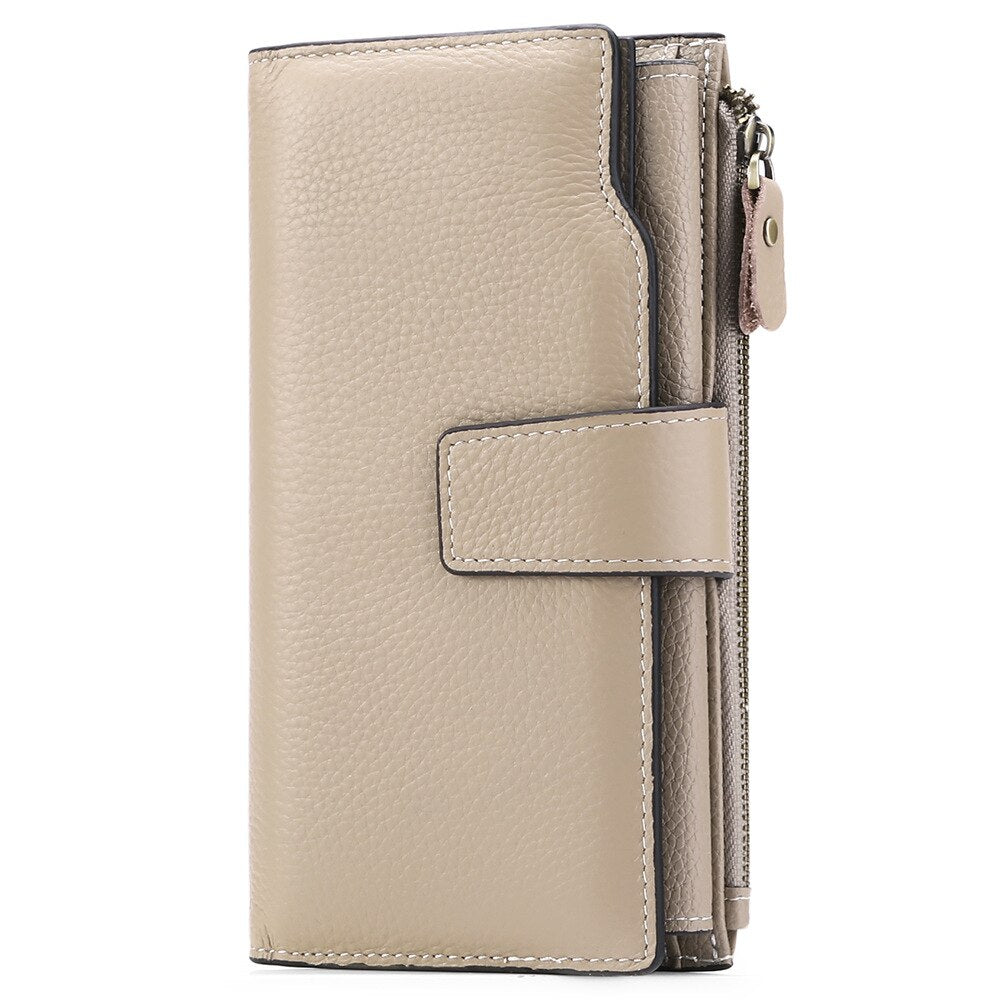 Real Leather Purse  Women Long Korean Version Oil Wax Cowhine Purse for Women with Multiple Slots