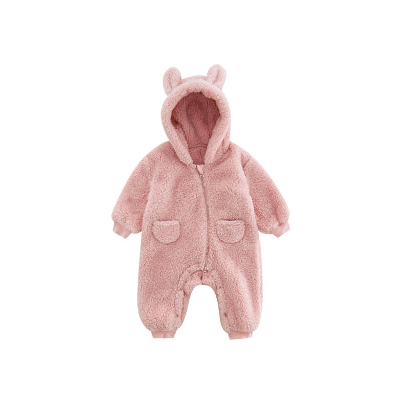 0-2Y Newborn Baby Rompers Autumn Winter Warm Fleece Baby Boys Costume Baby Girls Clothing Animal Overall Baby Outwear Jumpsuits