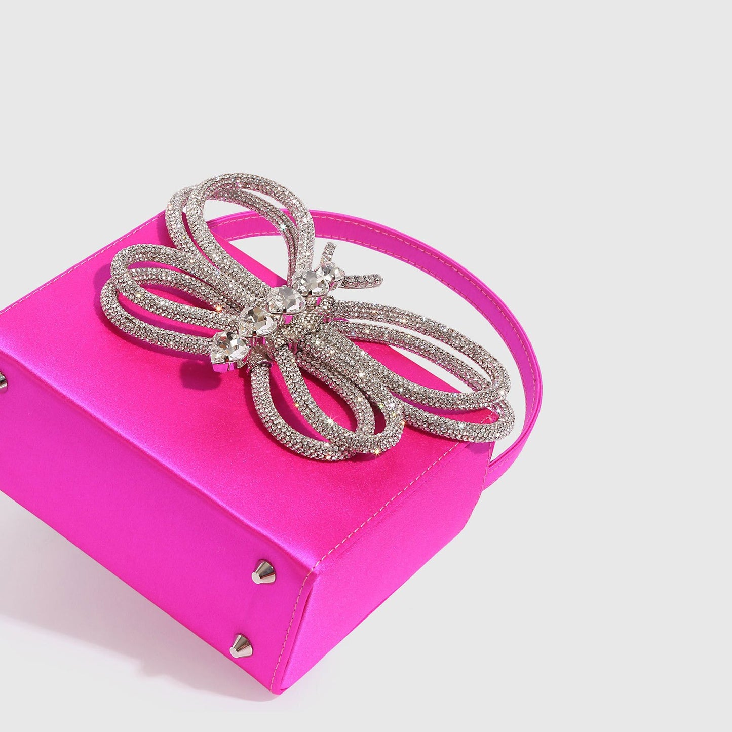 Rhinestones Butterfly Bow Evening Bag Women Designer Vintage Party Small Flap Box Purse Totes Handbag Hot Pink Black Blue