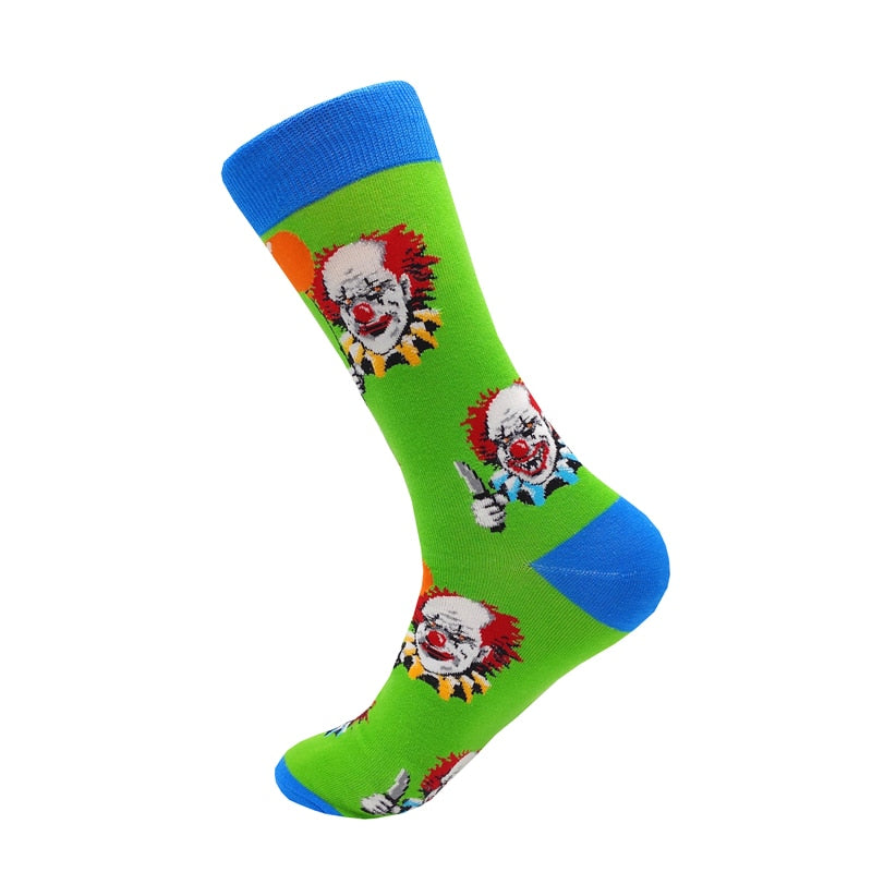 Colorful Cartoon Fashion Soft  Novelty Cotton Mens Socks  Fish Cookie Star Football Happy Kawaii Funny Women Socks Size38-46