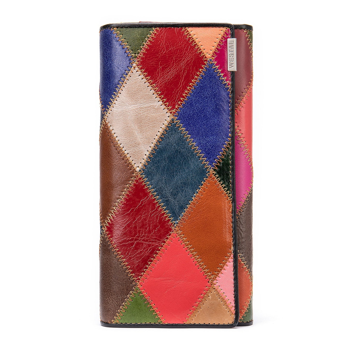Long Leather Day Tie  Style Multi-functional Zippered Hand Holding Purse