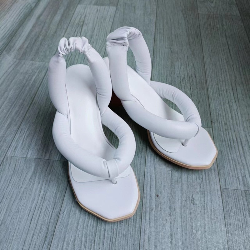 Sweet New Summer Micofiber Leather Sandals Fashion Black White Pink High Heels