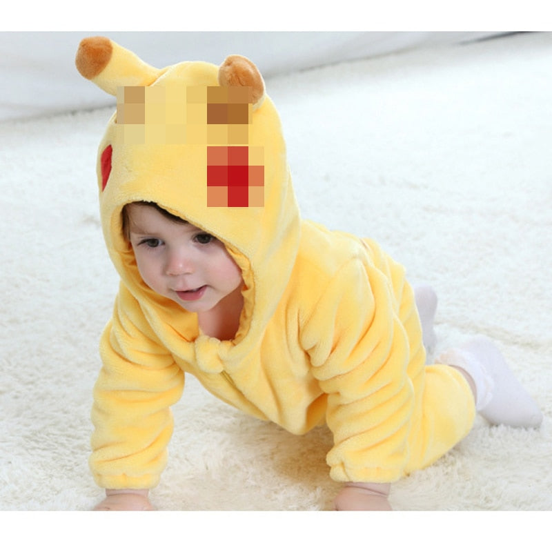 Baby Leopard Kigurumi Pajamas Newborn Infant Romper Onesies Animal Anime Costume Outfit Hooded Cute Winter Clothing For Girl Boy