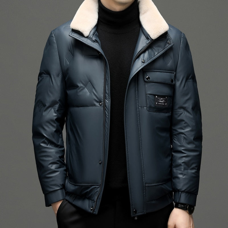 Tops Winter 2022 90% White Duck Down Jacket Men's Casual Zipper Fur Collar Puffer Coats Outwear Solid Thicken Warm Parka Clothes