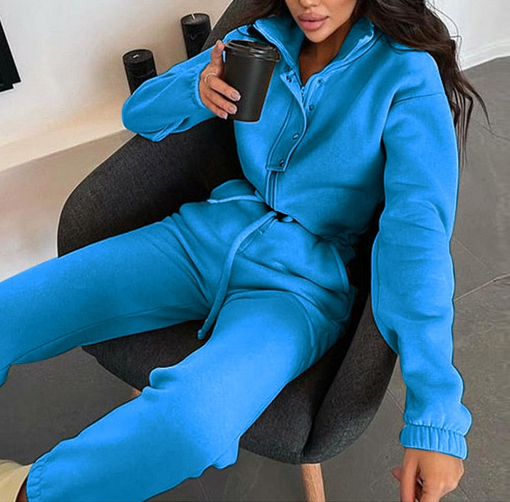 Casual Stand Collar Jumpsuits Women Autumn Winter Zipper One Piece Long Sleeve Outfit Solid Loose Drawstring Rompers Tracksuits