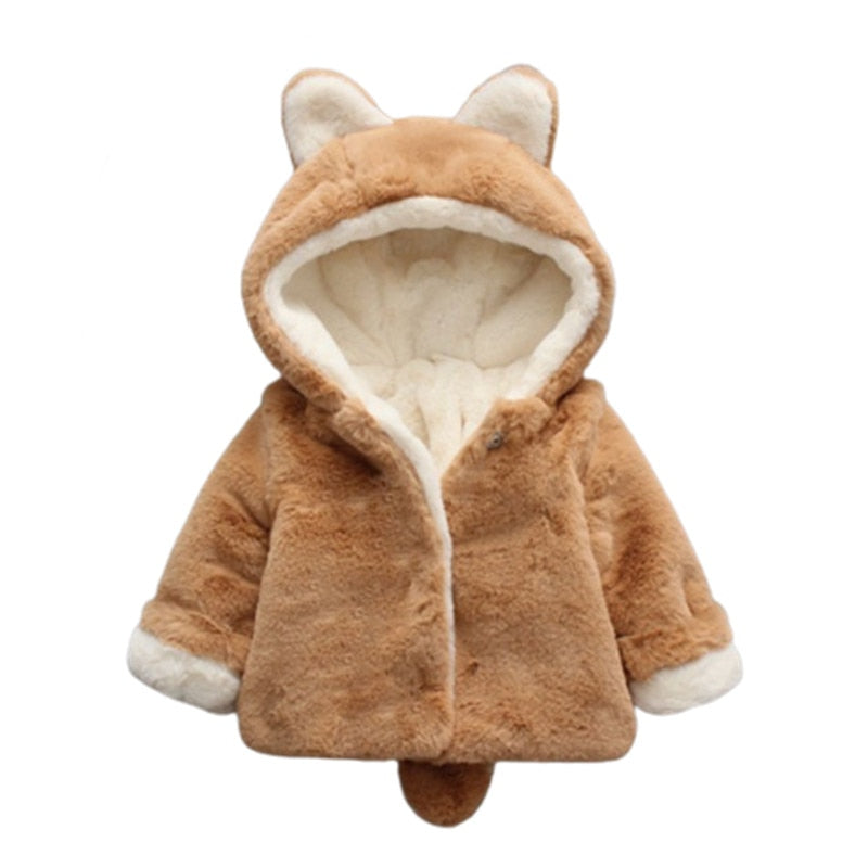 Autumn Winter Baby Outerwear Infants Girls Hooded Printed Princess Jacket Coats 1st Year Birthday Gifts Cotton Padded Clothes