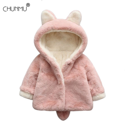 Autumn Winter Baby Outerwear Infants Girls Hooded Printed Princess Jacket Coats 1st Year Birthday Gifts Cotton Padded Clothes