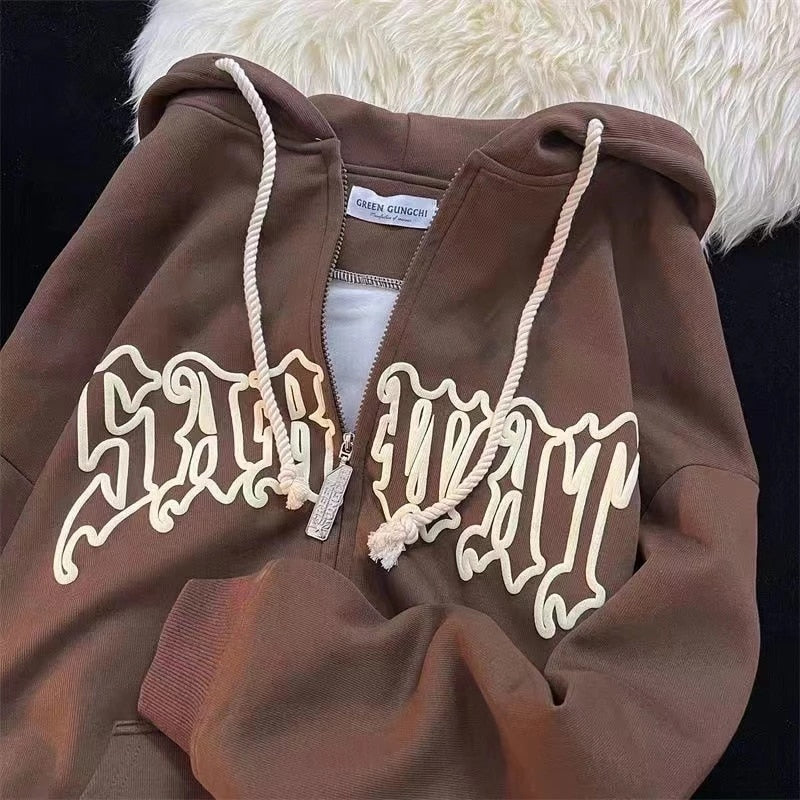 Y2K Women Letter Print Hoodies