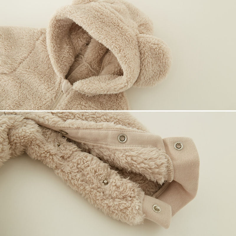 0-2Y Newborn Baby Rompers Autumn Winter Warm Fleece Baby Boys Costume Baby Girls Clothing Animal Overall Baby Outwear Jumpsuits
