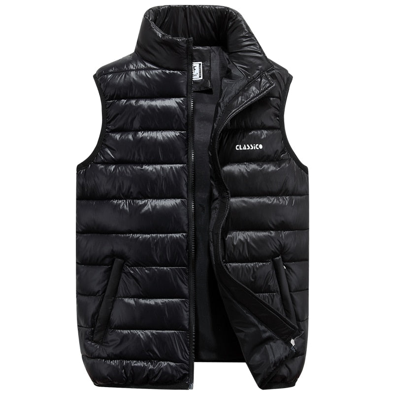 Winter Men&#39;s Sleeveless Jacket Big Sizes Black Vest Autumn Casual Warm Thick Coats Male Cotton-Padded Fashion Men Waistcoat Vest