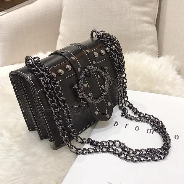 European Fashion Female Square Bag 2020 New Quality PU Leather Women&#39;s Designer Handbag Rivet Lock Chain Shoulder Messenger bags