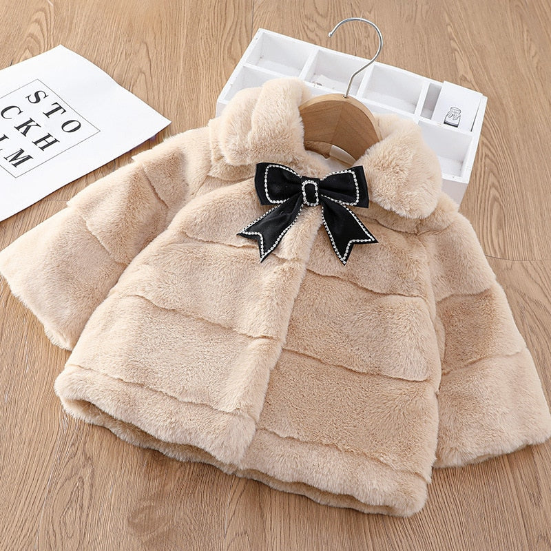 Winter Baby Jackets For Girls Clothes Baby Clothing Bow Kids Thick Coats Cape Toddler Warm Jacket Infant Boys Outerwear