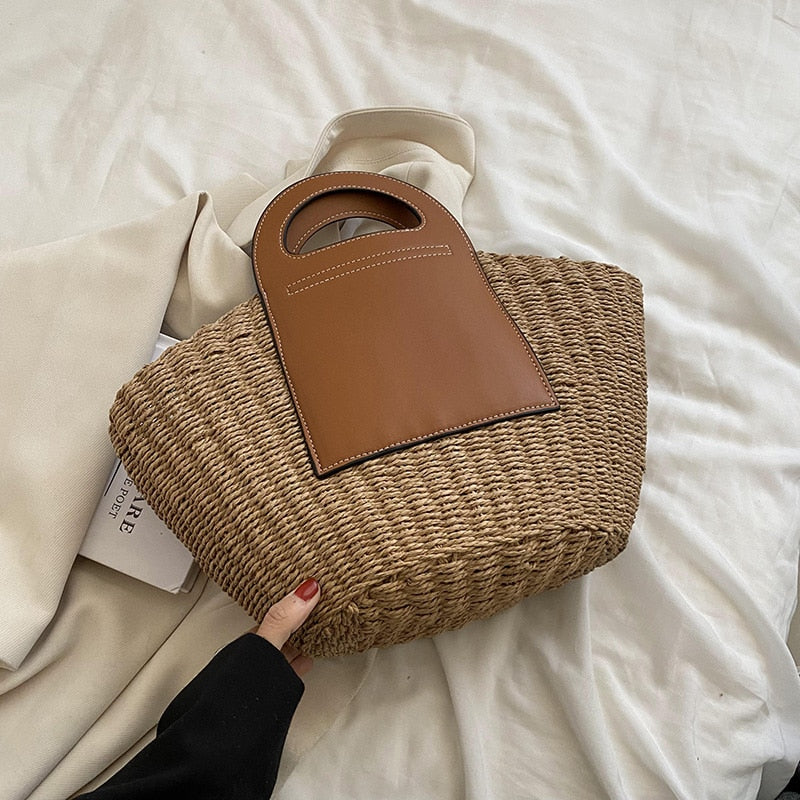 Fashion Big Beach Basket Bag Lady Straw Shoulder Bags Female Travel Large Capacity Woven Totes Handmade Handbags