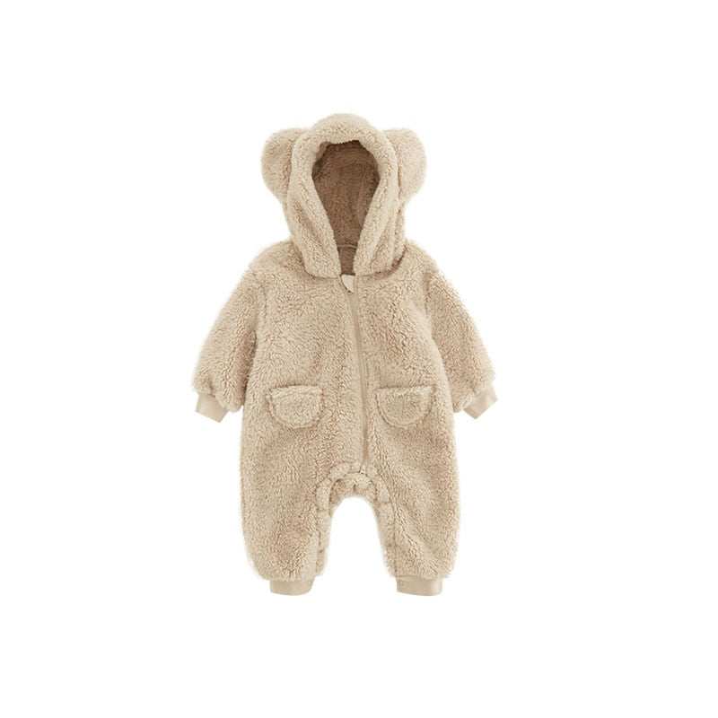 0-2Y Newborn Baby Rompers Autumn Winter Warm Fleece Baby Boys Costume Baby Girls Clothing Animal Overall Baby Outwear Jumpsuits